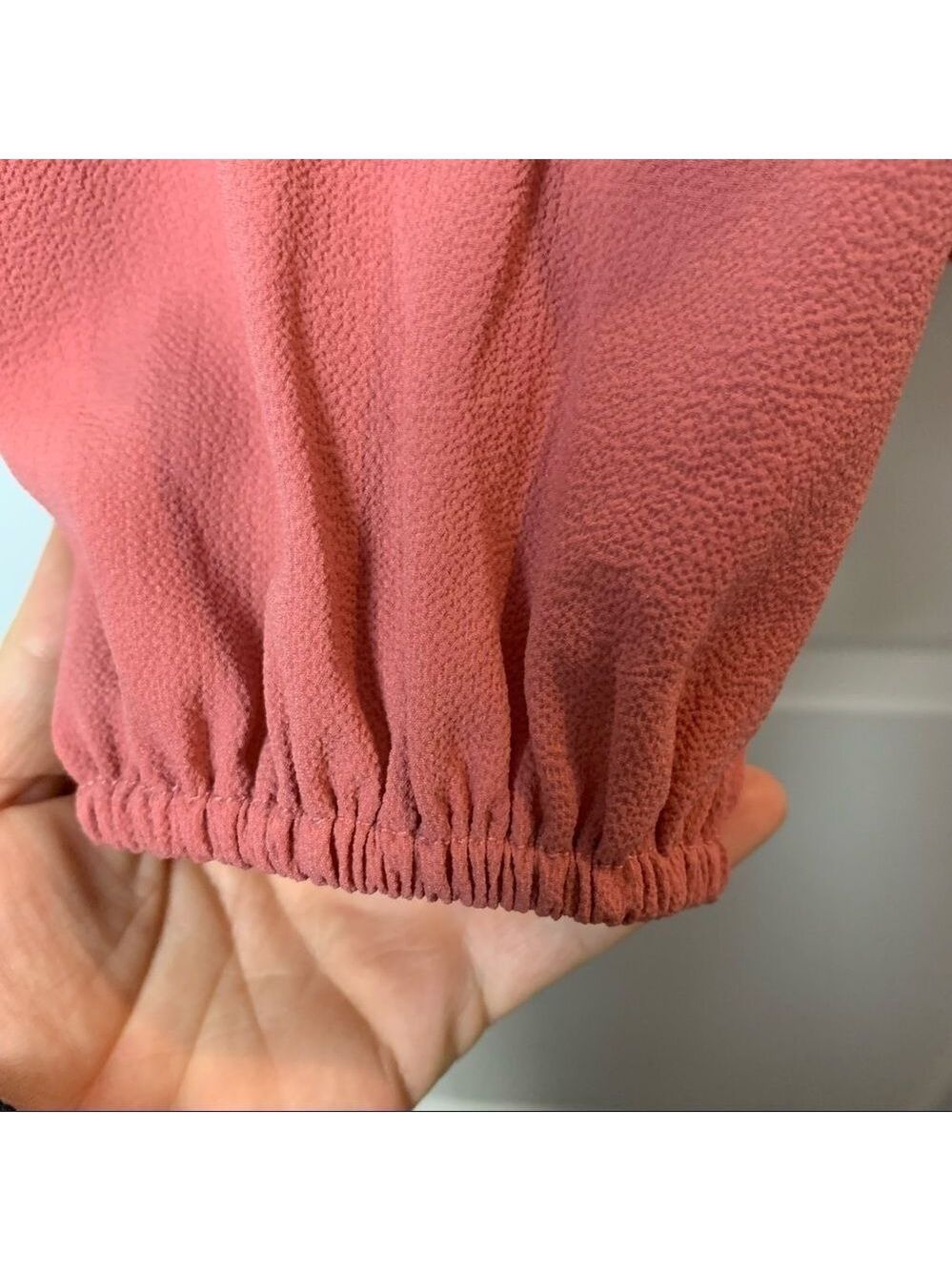 Chelsea28 one sleeve medium blush blouse w ruffles - Picture 9 of 11